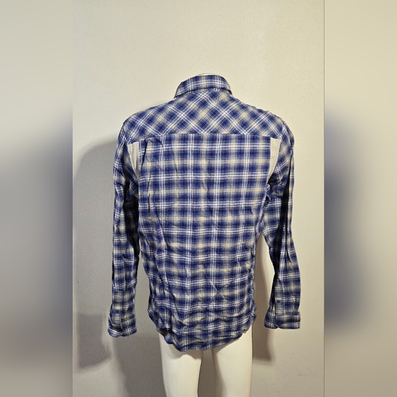 Under Armour UA Tradesman Blue Gray Flannel Shirt Long Sleeve Snap Men's Size La - Picture 4 of 6